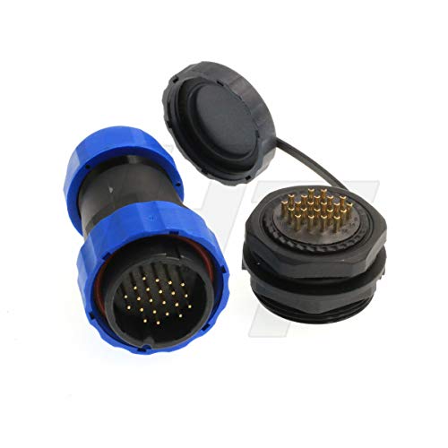 HangTon HE29 22 Pin Waterproof Connector Circular Male Cable Plug Panel Mount Socket, 250V 5A, for Automotive Machinery Power Devices - size: 22 pin