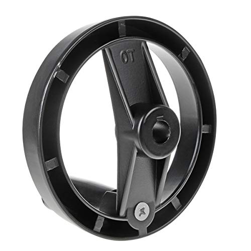 4.9 inch 2 Spoke Hand Wheel with Folding Revolving Handle Black for Milling Machine, 12mm Center Bore Diameter