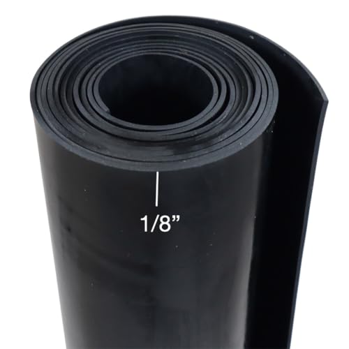33-P007-125-004-036 General Purpose Rubber, 70A Durometer, Smooth Finish, Adhesive Backed, 0.125" Thickness, 4" Width, 36" Length, Black