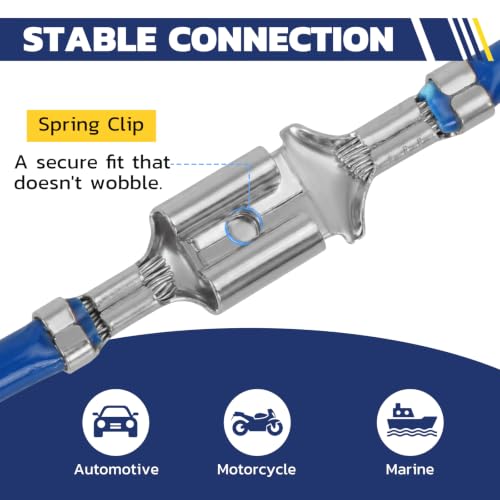 haisstronica 960 PCS Tinned Brass Open Barrel Spade Connector, 3 Widths - color: Silver, size: 960