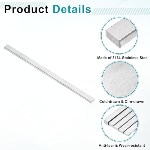 uxcell 2 Pcs 316L Stainless Steel Flat Bar 3/16" Thickness, 3/8" Width, 8" Length, Brushed Finish Trim Strips Sheet for Kitchen DIY Craft Making, Silver Tone - size: 3/16" x 3/8" x 8"