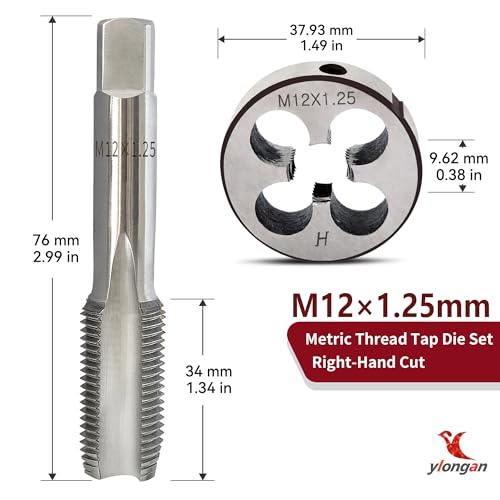 M12x1.25 Tap and Die Set, Metric Right-Hand M2 HSS M12 x 1.25 Tap Die Set - size: m12 x 1.25