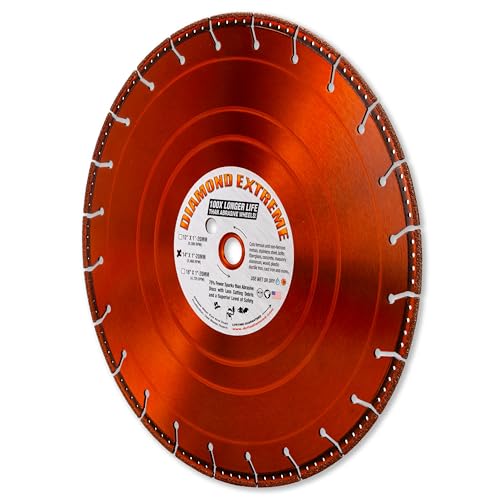 Diamond Extreme 14 Inch Metal Cutting Diamond Blade, Heavy-Duty Vacuum-Brazed Cut Off & Rescue Saw Blade, 1"-20mm Arbor for Rebar, Steel, Stainless Steel & Pipe - size: 14 Inch