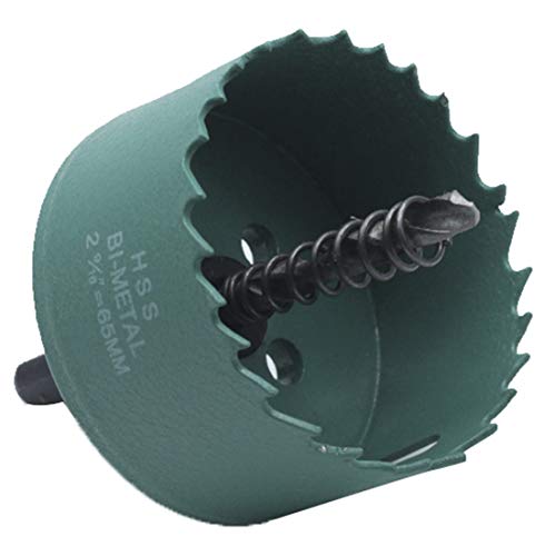 2.55 Inches/65mm Bi-Metal Hole Saw with Arbor & Pilot Bit - color: Green, size: 2.56 inches