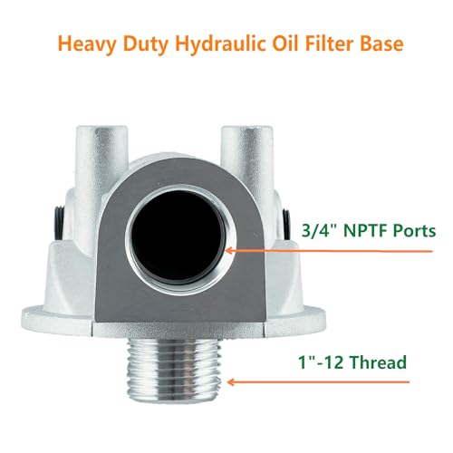 P561134 Hydraulic Filter Base, 3/4" NPT Ports, 1"-12 Thread, Hydraulic Return Line filter head Assembly Compatible with BT839-10, P551551, 51551, 1551, OB1318, P561136, AM106735, HH561134