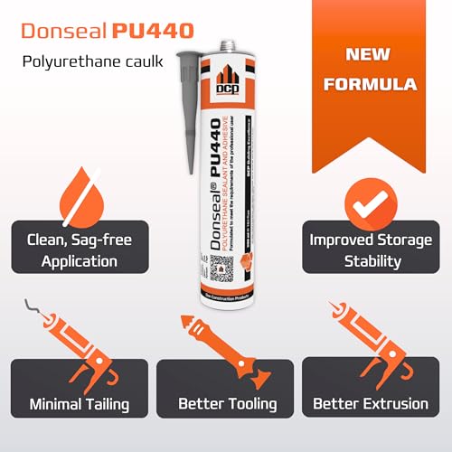 DCP Donseal PU440 Polyurethane Concrete Sealant 2 Pack– Non-Sag Concrete Caulk for Joints, Walls, Sidewalk, and Foundation, 10.1 fl. oz. Cartridge – Grey
