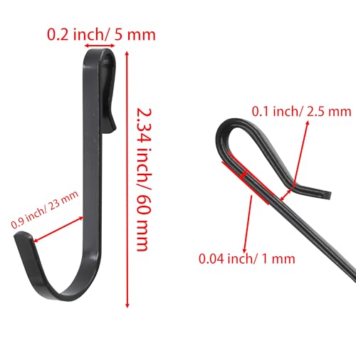 20Pcs J Shaped Stainless Steel Hanger Hooks - Clip-on Wire Rack Hanging Sink Grid Shelf Hook for Kitchen Bedroom Office, Black - color: Black, size: 0.1"