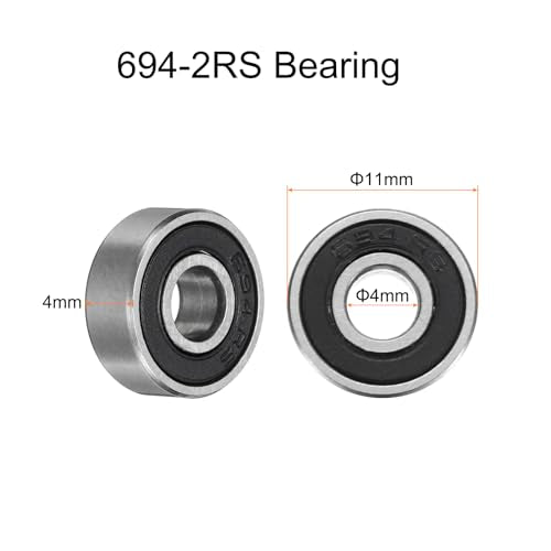 uxcell 10pcs 694-2RS Bearing 4x11x4mm, Chrome Steel Double Rubber Seals Miniature Bearing, Lubricated Deep Groove Ball Bearings, P6 (ABEC 3) - size: 694-2RS