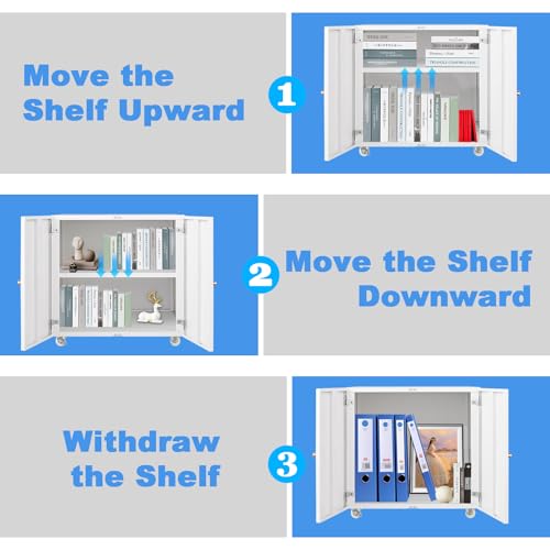 Rolling Metal Fridge Printer Stand Cabinet with Storage, White - color: White - 24''wx24''dx24''h