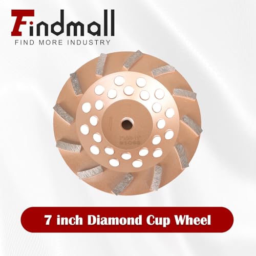 findmall 7 Inch 12 Turbo Diamond Segments 5/8 Inch -11 Arbor Grinding Wheels Diamond Cup Grinding Wheels Fit for Concrete and Masonry Available (Pack of 2) - size: 7 inch 12 segments (Pack of 2)