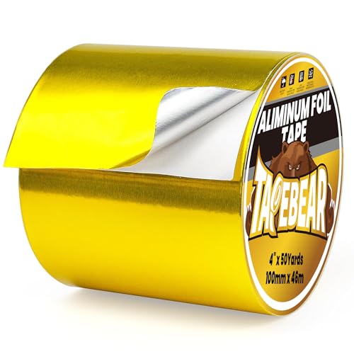 TAPEBEAR Gold Aluminum Tape 4" x 150FT, Professional Heat Reflective Tape - size: 4" x 150FT