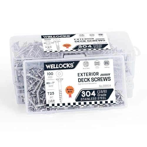WELLOCKS #8 x 1-1/4 in 304 Stainless Deck Screws, 300 PCS - size: #8×1-1/4"