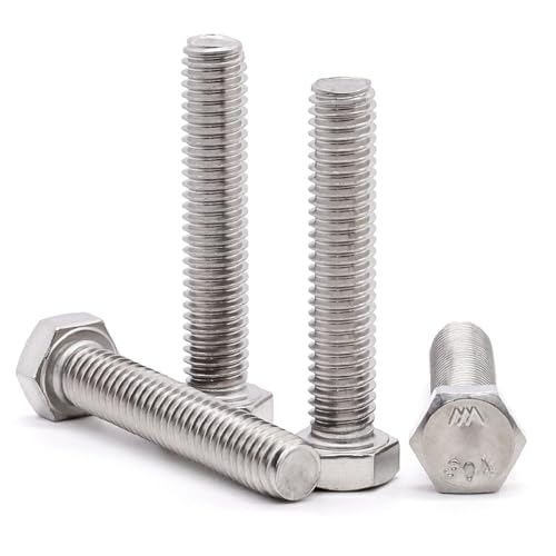 1/2-13 x 1-3/4" (6 pcs) Stainless Steel Hex Head Screws Bolts (3/8" to 6" Available), 18/8 Stainless Steel 304, Fully Threaded, Machine Coarse Thread, No Coating, Plain Finish - size: 1/2-13 x 1-3/4"
