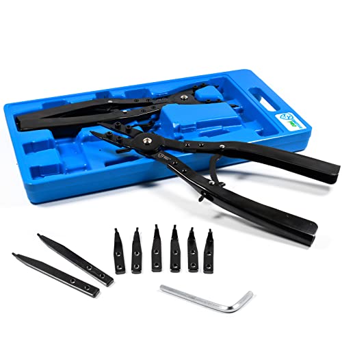 SMOTIVEPRO 16" Snap Ring Pliers Set,2 Piece Internal and External Snap-Ring Pliers Tool Set Heavy Duty, Retaining Ring With Replacement Tips