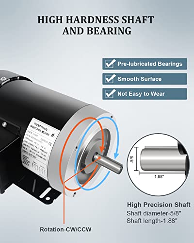 1.5HP General Electric Motor 3450RPM Three Phase 56C TEFC 230/460V - size: 1.5HP, style: 3450 RPM