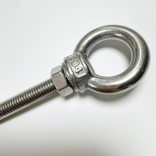 304 Stainless Steel Eye Bolt, 2 PCS M8 Heavy Duty Lifting Ring 4" Threaded Eyebolt Shoulder Eye Bolts with Nuts and Flat Washers(Thread Length 100mm) - size: m80x100(2pcs)