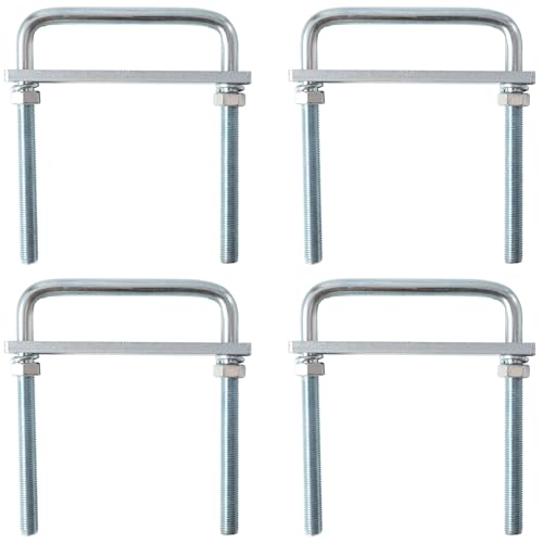 4 Pack Square U-Bolt for Trailer- Fits 5.5 Inch Wide Leaf Springs, Galvanized Steel Clamp Set, Secure Fit for Truck, Boat and Trailers - size: Fits Up To 5.5 Inch Wide Leaf Springs