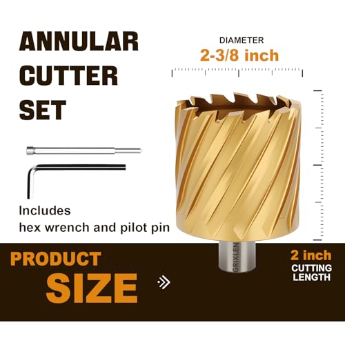 2-3/8"x2 HSS Annular Cutter,Diameter 2-3/8",Cutting Depth 2" - size: 2-3/8x2"