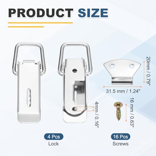 HARFINGTON 4 Pcs 1.26" (Overall Length:5") Spring Loaded Toggle Latch - size: 5 Inch