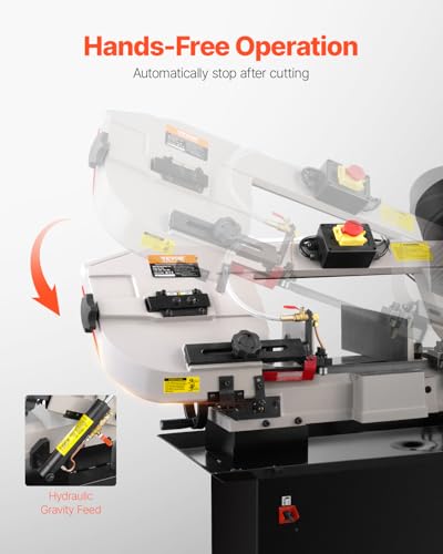 VEVOR Metal Horizontal Band Saw, 7 x 12 in Rectangular Cutting Capacity, 110/220V Vertical Cutting Bandsaw with 1.1 kW Motor, 0-45° Angle Adjustment, Variable Speed, for Metal, Wood, and Plastic