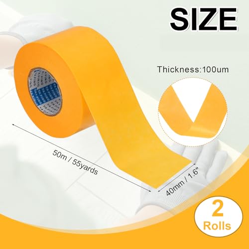 2roll Masking Tape (1.6" x55Yards Yellow) No Residue Universal Tape - color: Yellow, size: 1.6" x 55Yards
