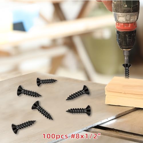 100PCS #8 x 1/2" Black Screw, Flat Head Phillips Wood Screw (SUS304) 18-8 S/S Electroplating Black Stainless Steel, 8 x 1/2-Inch,(100PCS) - color: Black, size: #8*1/2