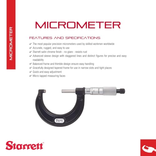 Starrett Outside Digital Micrometer, 1-2" Range, .001" Graduation - color: Black Wrinkle, size: 1-2" x .001" (Ratchet Thimble)