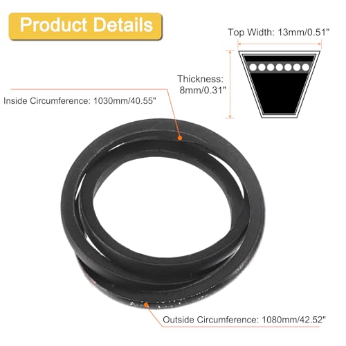 uxcell A40 1/2 Classic Wrapped V-Belt,43" Outer Circ A Profile,Black - size: A40 1/2