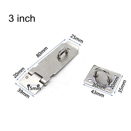 Door Locks Hasp Latch, 3 Inch Stainless Steel Safety Packlock Clasp Hasp Lock Latch, Extra Thick Door Gate Lock Hasp with Screws Brushed Finish 2 Pack - color: Stainless Steel, size: Straight 3 Inch