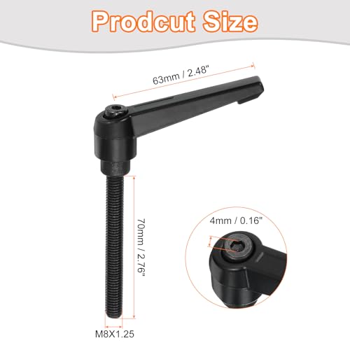 uxcell M8 x 70mm Adjustable Knobs Handle Male Thread Push Button Ratchet Quick Release Locking Rotating Bolt for Lathe Machinery, Black - size: M8 x 70mm