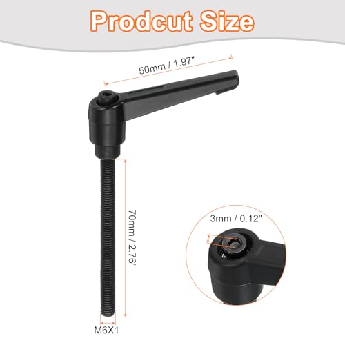 uxcell M6 x 70mm Adjustable Knobs Handle Male Thread Push Button Ratchet Quick Release Locking Rotating Bolt for Lathe Machinery, Black - size: M6 x 70mm