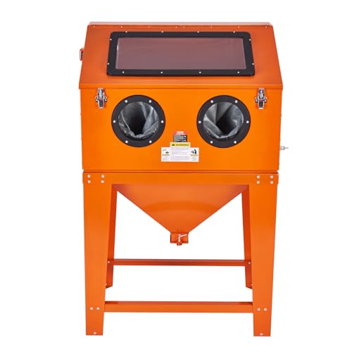 90 Gallon Sandblasting Cabinet with 1.8 Gallon Dust Collection System, 40-120PSI Sand Blasting Cabinet with Stand, Heavy Duty Sand Blaster with Blasting Gun & 4 Nozzles for Paint, Rust Removal - size: 90 Gallon
