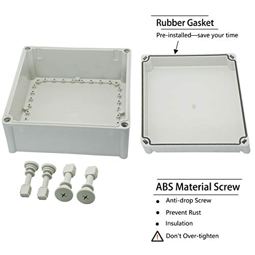 Zulkit Junction Box ABS Plastic Dustproof Waterproof IP67 Junction Boxes Universal Electrical Project Enclosure DIY Electronic Project Box Grey 11.02 x 11.02 x 5.12 inch (280 x 280 x 130 mm) - size: 11.02" x 11.02" x 5.12"