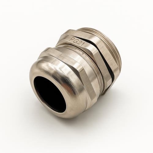 Gebildet Metal Cable Gland, PG21 13-18mm Plastic Waterproof Adjustable IP68 Cable Gland Joint with Rubber Gaskets, Wire Protector - size: Metal-PG21