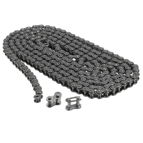 uxcell #25/04C-1 Roller Chain 5 Feet 1/4" Pitch Carbon Steel Roller Chains with 2 Free Master Connector Links for Mini Bikes, Motorcycles, 240 Links - size: 5 Feet