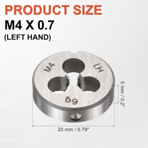 M4 x 0.7 Round Threading Die Left Hand Alloy Steel - size: M4 x 0.7
