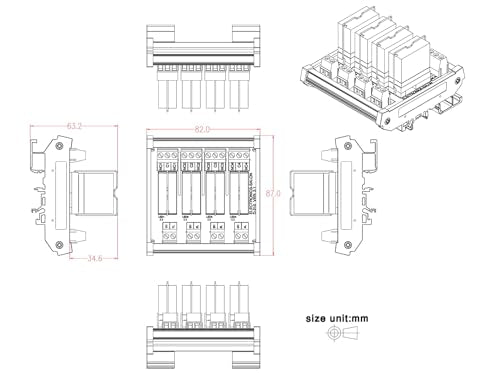 Electronics-Salon DIN Rail Mount AC/DC 24V Control 4 SPDT 16Amp Pluggable Power Relay Module, G2R-1-E - style: 4 Channel 24V