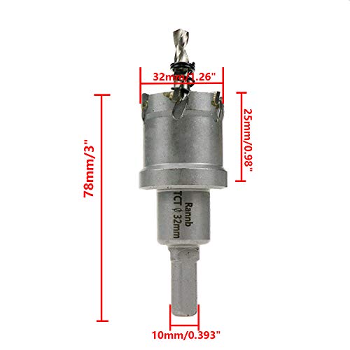 Carbide Hole Saw 1.26-inch/32mm Cutting Dia Hole Cutter for Cutting Stainless Steel Iron - size: 1.26"/32mm