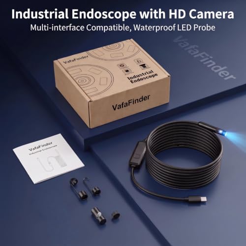 Dual Lens Endoscope Camera with Light,1920P HD Inspection Camera for Automotive & Home, IP67 Waterproof Borescope with Semi-Rigid Snake Cable,Detects Pipe Clogs,Engine Issues-16.5FT for iPhone Android - size: 16.5FT-DL