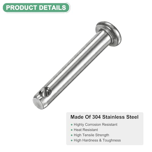 M METERXITY 20-Pack Single Hole Clevis Pins, M4 x 25mm 304 Stainless Steel Flat Head Clevis Pins for Mechanical Linkage/Fixed Parts/Ship Rigging, Link Hinge Pin Reusable - size: M4x25mm