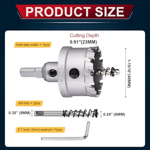 Tungsten Carbide Tipped Hole Saw 1-15/16 Inch 49mm Hole Cutter - size: 1-15/16 Inch (49mm)