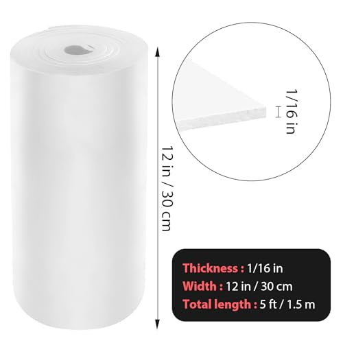 Self Adhesive Foam Rubber Sheets Sponge Neoprene with Adhesive Closed Cell Neoprene Rubber Roll Foam Padding for Shock Pad, DIY, Crafts (White, 12 Inch x 59 Inch x 1/16 Inch) - color: White, size: 12 Inch x 59 Inch x 1/16 Inch
