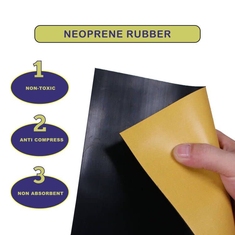 TORRAMI Adhesive Solid Neoprene Rubber Sheet Strips 1/8 (.125) Inch Thick x 10 Inch Wide x 10 Inch, for DIY Padding, Gasket, Seal (2 Pack) - size: 10 In x 1/8 In x 10 In