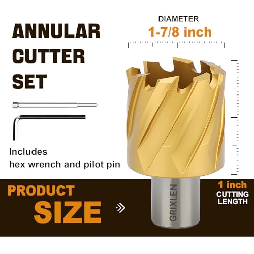 1-7/8"x1 HSS Annular Cutter,Diameter 1-7/8",Cutting Depth 1" - size: 1-7/8x1"