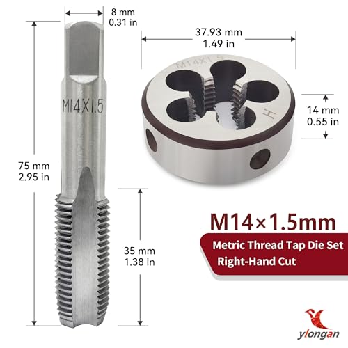 M14x1.5 Tap and Die Set, Metric Right-Hand HSS M14 x 1.5 Tap Die Set - size: m14 x 1.5