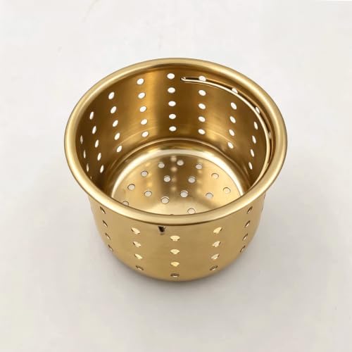 Kitchen Sink Drain Basket Only, 3-inch Basket Gold for Kitchen Sink Strainer Replacement, Deep Cup Strainers with Handle, SUS 304 Stainless Steel - color: Gold