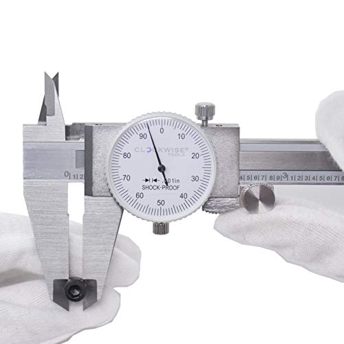 Clockwise Tools DDLR-0805 Pro Dial Caliper 0-8 Inch Double Shock Proof Stainless Steel Body SAE Measuring Tool