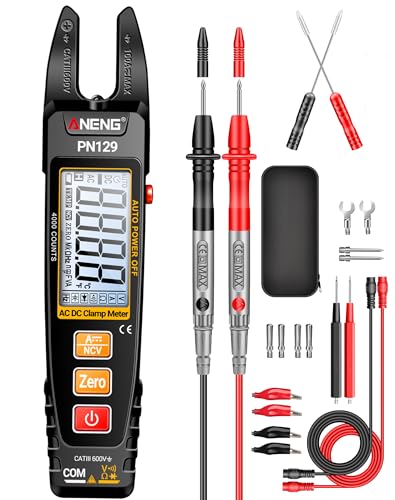 ANENG Clamp Meter Multimeter Tester TRMS 4000 Counts with U-Shaped Jaw,NCV - style: PN129(Normal Version with Test Kit)