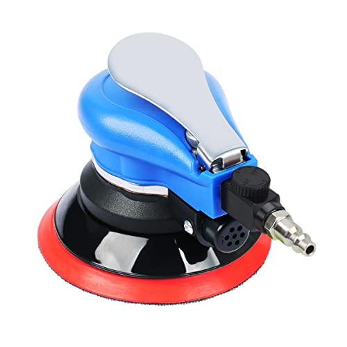 Air Random Orbital Sander 5-inch Dual Action Pneumatic Orbit Orbit Polisher Pro Grinding Sanding Tools Silver - color: Blue / 5"