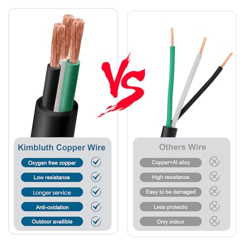 14 Gauge 3 Conductor Wire, SJTW Outdoor Extension Power Cable, 50FT, Black - size: 50FT